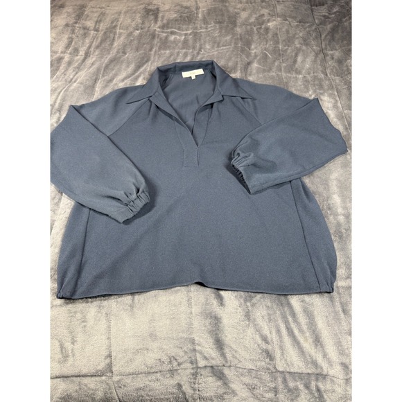 Tibi Tops - Tibi Blue Triacetate Blend V-Neck Blouse Long Sleeve Elastic Cuff XS F118SV7182